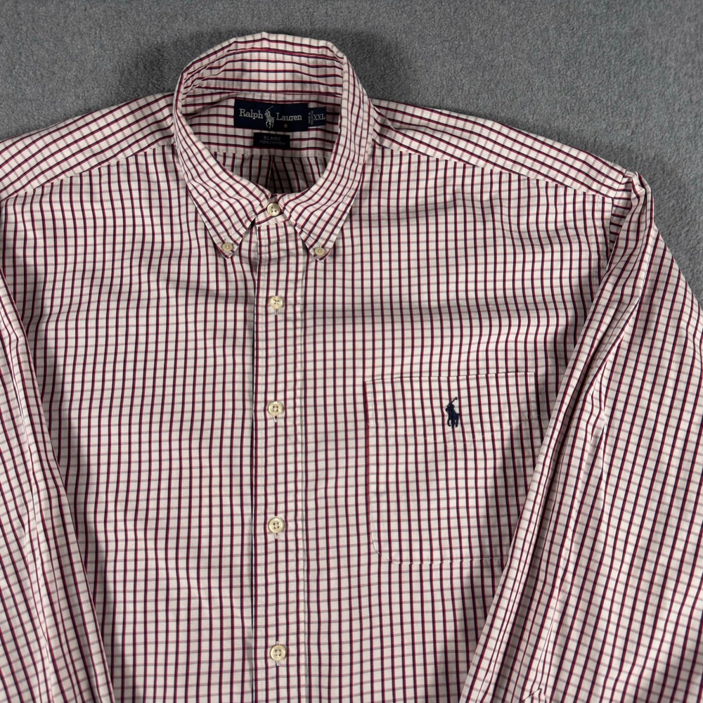 Polo Ralph Lauren Blaire Mens XXL Red Plaid Button Down Shirt Cotton Long Sleeve
